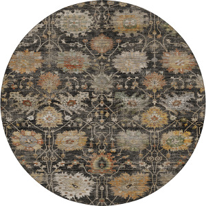 Machine Washable Aristo Black 8' x 8' Round Rug