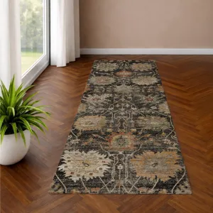 Machine Washable Aristo Black 2\'3\" x 7\'6\" Runner Rug