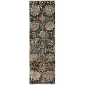 Machine Washable Aristo Black 2'3" x 7'6" Runner Rug