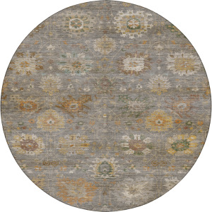 Machine Washable Aristo Gray 8' x 8' Round Rug