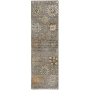 Machine Washable Aristo Gray 2\'3\" x 7\'6\" Runner Rug