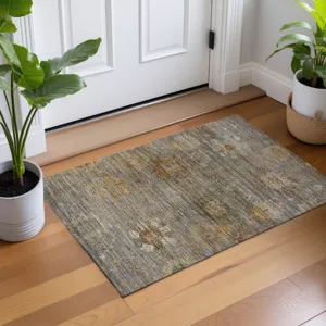 Machine Washable Aristo Gray 1\'8\" x 2\'6\" Rug