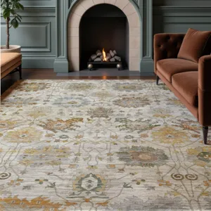 Machine Washable Aristo Ivory 8\' x 10\' Rug