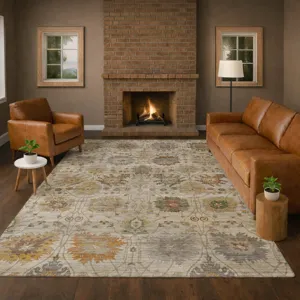 Machine Washable Aristo Ivory 8\' x 10\' Rug