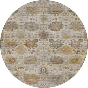 Machine Washable Aristo Ivory 8' x 8' Round Rug
