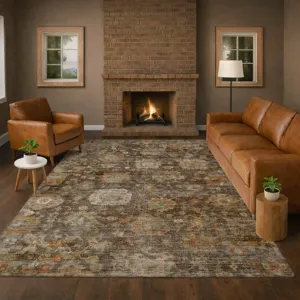 Machine Washable Aristo Chocolate 6\'6\" x 9\'6\" Rug