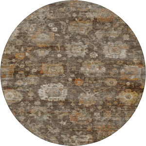 Machine Washable Aristo Chocolate 8' x 8' Round Rug