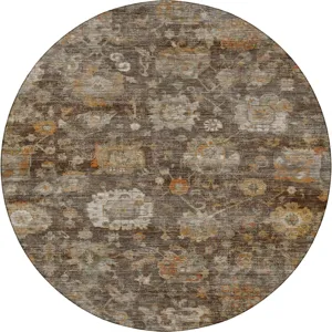 Machine Washable Aristo Chocolate 8\' x 8\' Round Rug