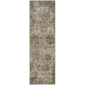 Machine Washable Aristo Ivory 2\'3\" x 7\'6\" Runner Rug