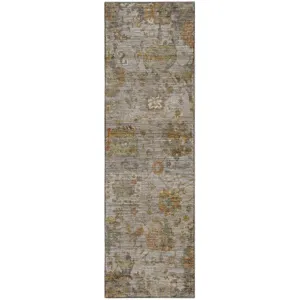 Machine Washable Aristo Silver 2'3" x 7'6" Runner Rug