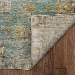Machine Washable Aristo Teal 1\'8\" x 2\'6\" Rug