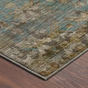 Machine Washable Aristo Teal 1\'8\" x 2\'6\" Rug