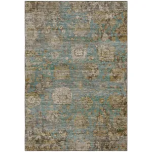 Machine Washable Aristo Teal Rug