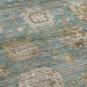 Machine Washable Aristo Teal 1\'8\" x 2\'6\" Rug