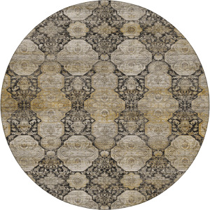 Machine Washable Aristo Black 8' x 8' Round Rug