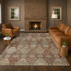 Machine Washable Aristo Burgundy 3\' x 5\' Rug