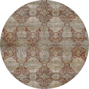 Machine Washable Aristo Burgundy 8' x 8' Round Rug