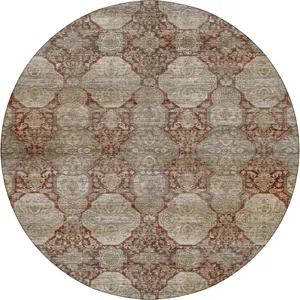 Machine Washable Aristo Burgundy 8' x 8' Round Rug