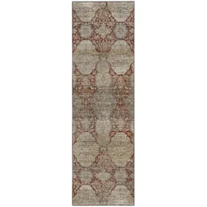 Machine Washable Aristo Burgundy 2'3" x 7'6" Runner Rug