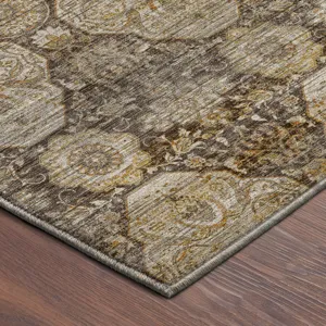 Machine Washable Aristo Coffee 1\'8\" x 2\'6\" Rug