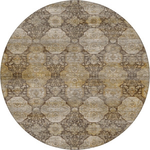 Machine Washable Aristo Coffee 8' x 8' Round Rug
