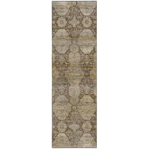 Machine Washable Aristo Coffee 2'3" x 7'6" Runner Rug