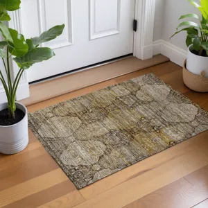 Machine Washable Aristo Coffee 1\'8\" x 2\'6\" Rug