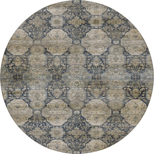 Machine Washable Aristo Navy 8' x 8' Round Rug
