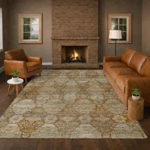 Machine Washable Aristo Terracotta 3\' x 5\' Rug