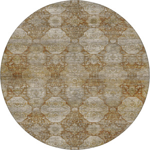 Machine Washable Aristo Terracotta 8' x 8' Round Rug