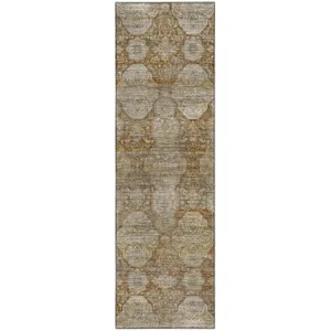 Machine Washable Aristo Terracotta 2\'3\" x 7\'6\" Runner Rug