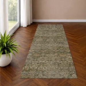 Machine Washable Aristo Basil 2\'3\" x 7\'6\" Runner Rug