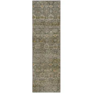 Machine Washable Aristo Basil 2'3" x 7'6" Runner Rug