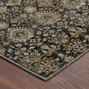 Machine Washable Aristo Black 5\' x 7\'6\" Rug