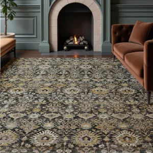Machine Washable Aristo Black 5\' x 7\'6\" Rug