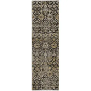 Machine Washable Aristo Black 2\'3\" x 7\'6\" Runner Rug