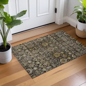 Machine Washable Aristo Black 1\'8\" x 2\'6\" Rug