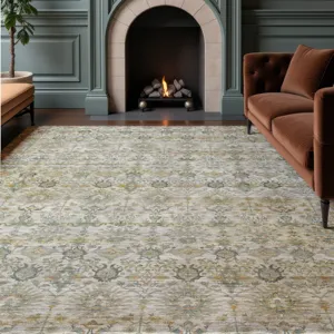 Machine Washable Aristo Ivory 10\' x 14\' Rug