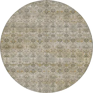 Machine Washable Aristo Ivory 8' x 8' Round Rug
