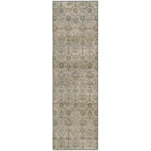 Machine Washable Aristo Ivory 2\'3\" x 7\'6\" Runner Rug