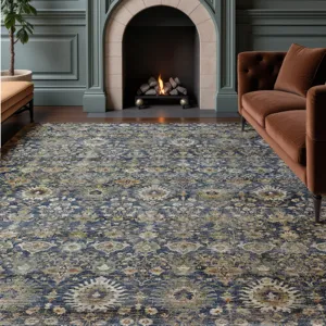 Machine Washable Aristo Navy 2\'6\" x 3\'10\" Rug