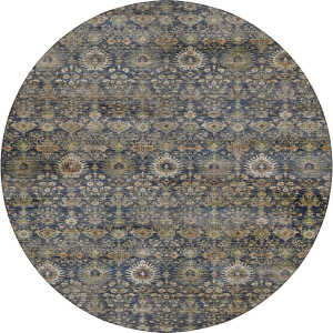 Machine Washable Aristo Navy 8' x 8' Round Rug
