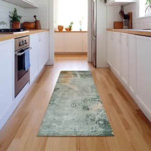 Luxury Washable Indoor/Outdoor Bresca Seafoam 2\'3\" x 7\'6\" Runner Rug