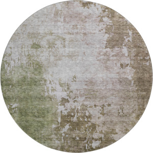 Luxury Washable Indoor/Outdoor Bresca Brown 8' x 8' Round Rug