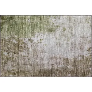 Luxury Washable Indoor/Outdoor Bresca Brown 1\'8\" x 2\'6\" Rug