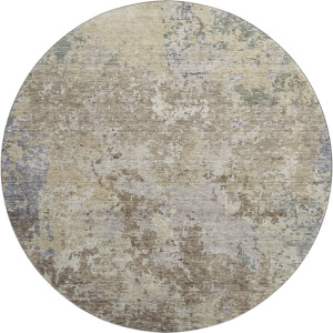 Luxury Washable Indoor/Outdoor Bresca Beige 8' x 8' Round Rug