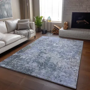 Luxury Washable Indoor/Outdoor Bresca Blue 10\' x 14\' Rug