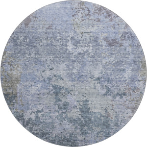 Luxury Washable Indoor/Outdoor Bresca Blue 8' x 8' Round Rug