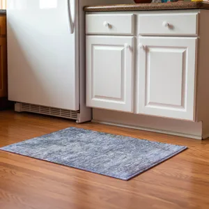 Luxury Washable Indoor/Outdoor Bresca Blue 1\'8\" x 2\'6\" Rug