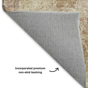Luxury Washable Indoor/Outdoor Bresca Copper 2\'3\" x 7\'6\" Runner Rug